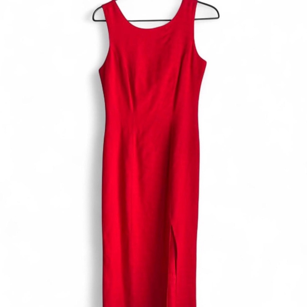Petite Sophisticate Vibrant Red Midi Dress